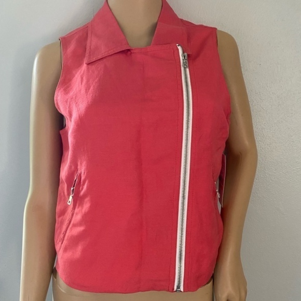 Karen Kane moto vest jacket size S linen blend - Picture 3 of 12